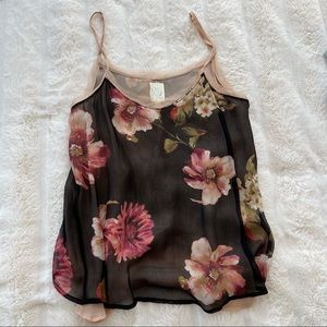 Floral Anthropologie Strappy Summer Sheer Top